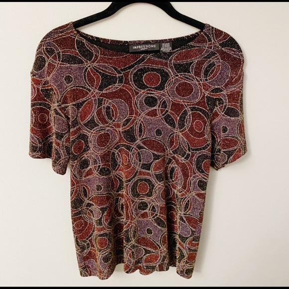 Impressions Lifestyle Shimmery Multicolored Top - Picture 1 of 4